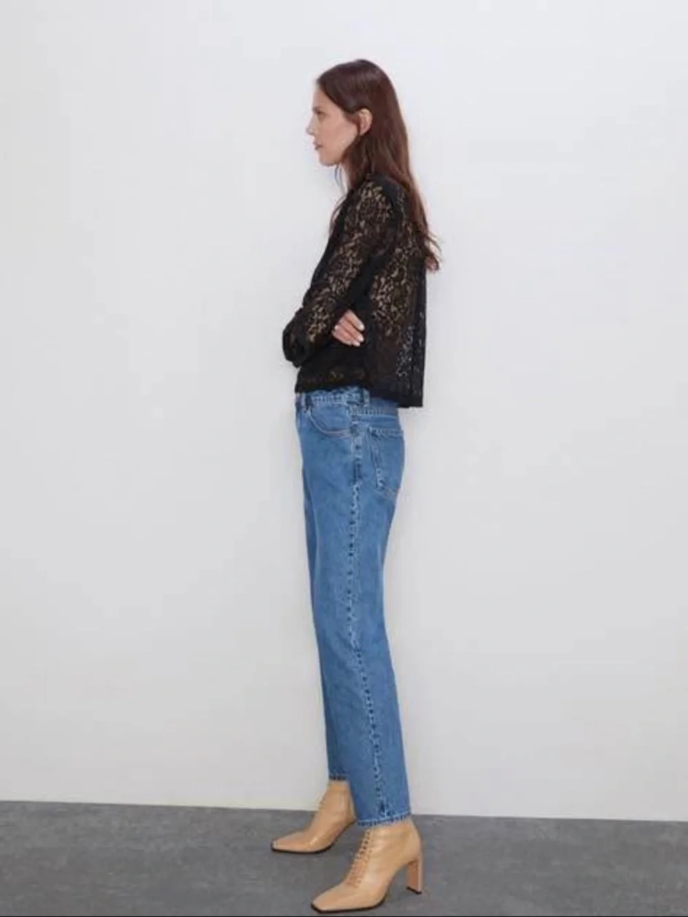 Zara Black Lace Long Sleeve Top - Picture 3 of 8